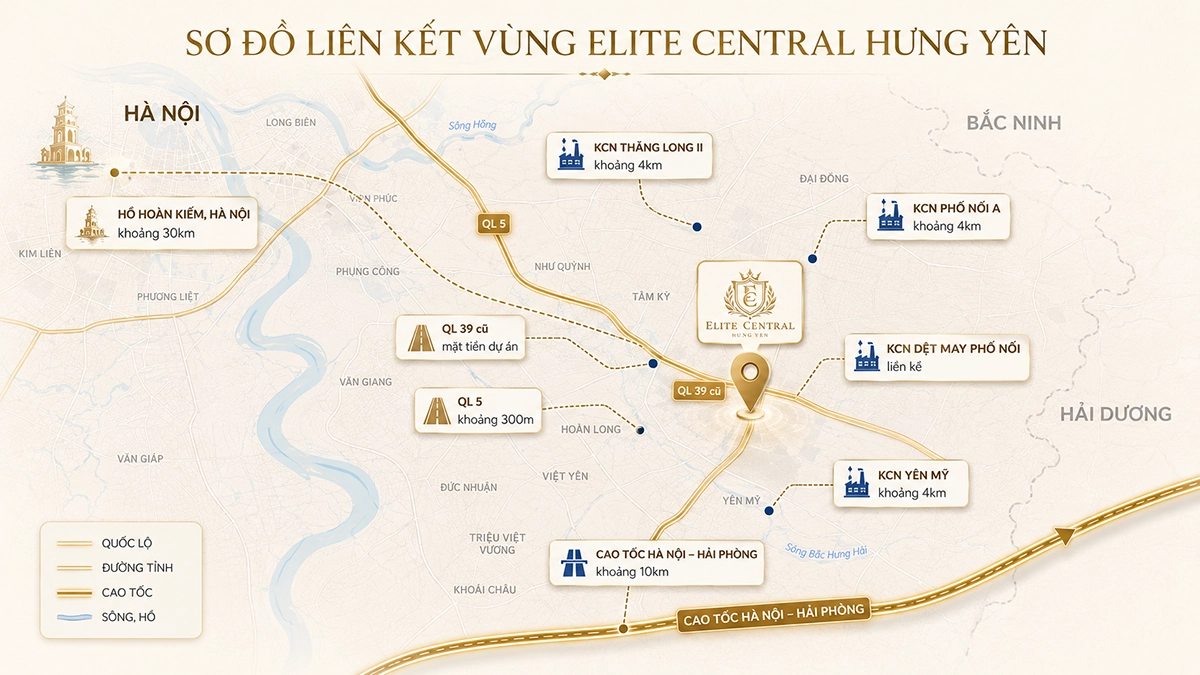 Sơ đồ liên kết vùng Elite Central Hưng Yên