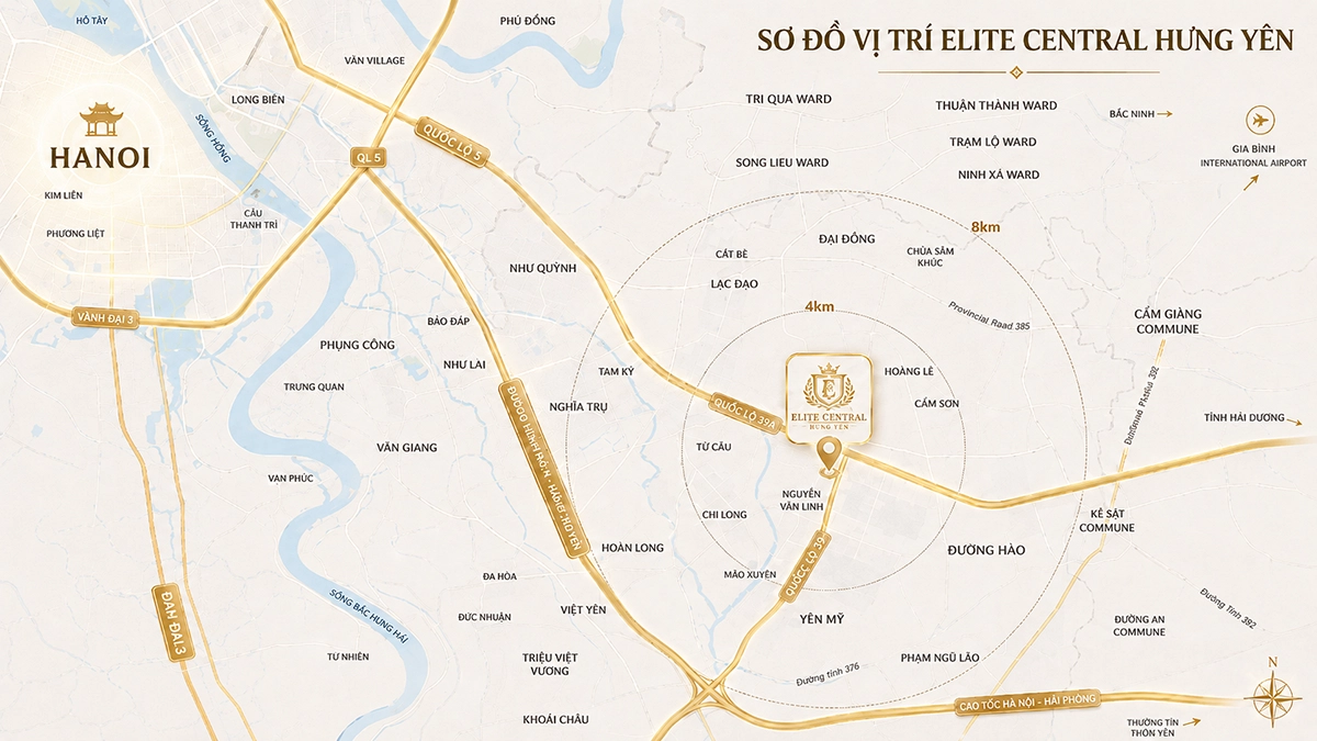 Sơ đồ vị trí dự án Elite Central Hưng Yên